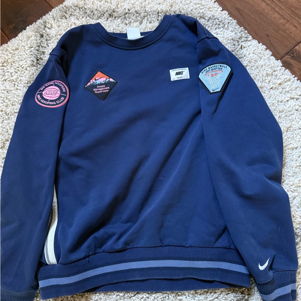 Nike Men's Blue Hoops Crewneck Sweater